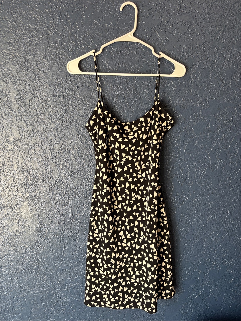 Abercrombie & Fitch Black Slip Dress with White Heart Print